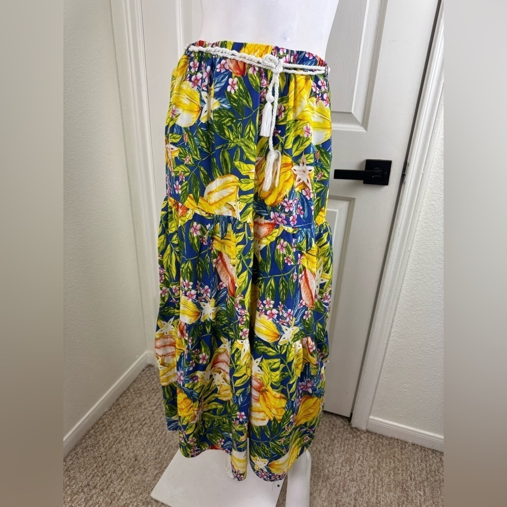 RACHEL Roy Starfruit Floral Print Tiered Maxi Skirt with Rope Belt small G#144